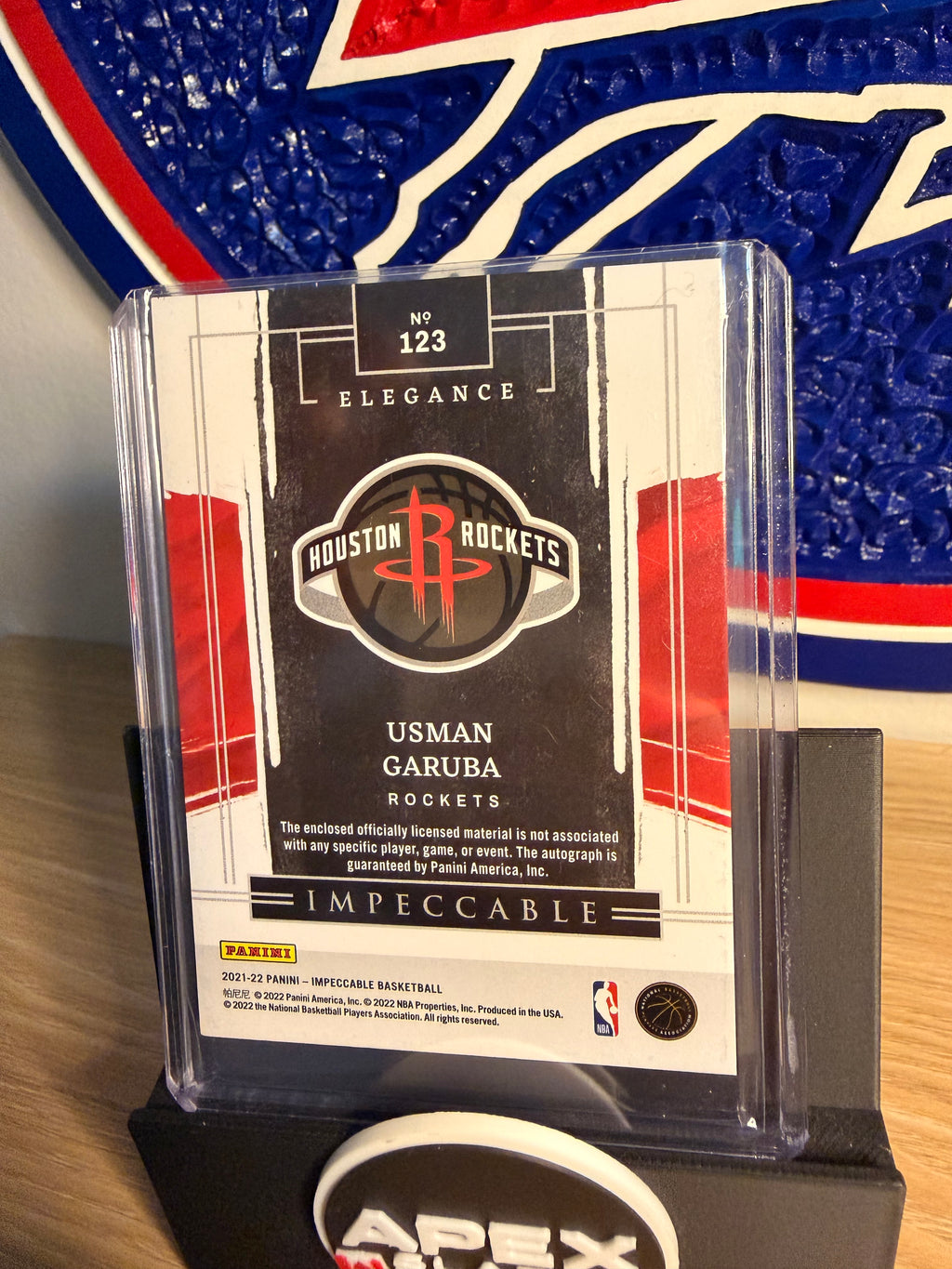 2021-22 Usman Garuba Impeccable RC Patch Auto /99 Argent Rockets RPA #123 Maillot