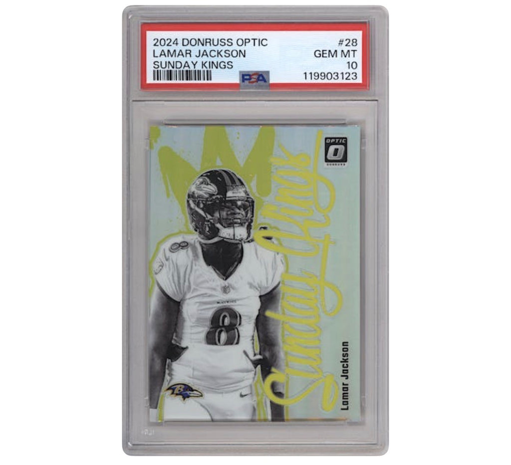 Lamar Jackson – 2024 Donruss Optic Sunday Kings – #28 – PSA 10 GEM MINT