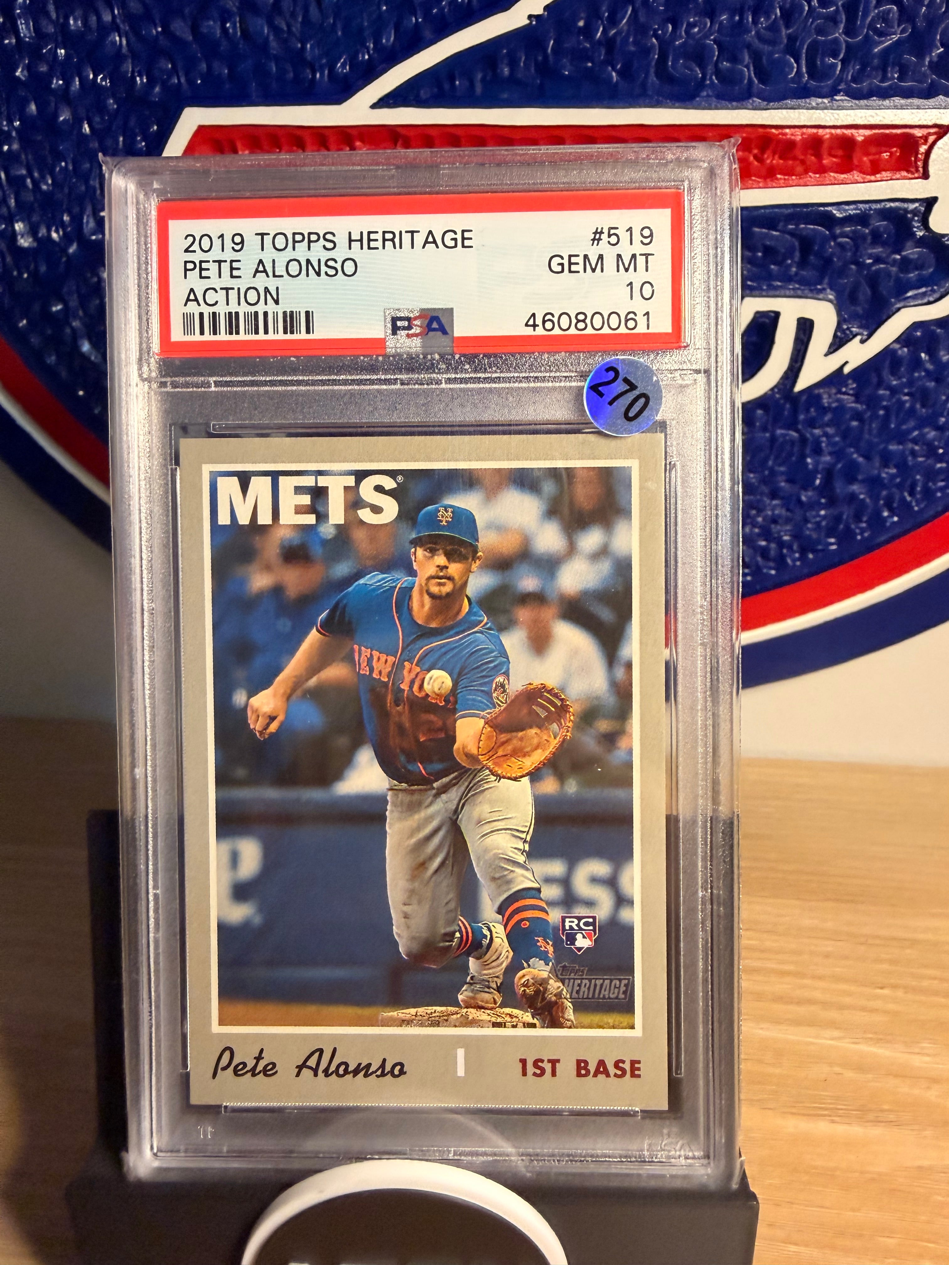 2019 TOPPS HERITAGE ACTION #519 PETE ALONSO ROOKIE RC PSA 10