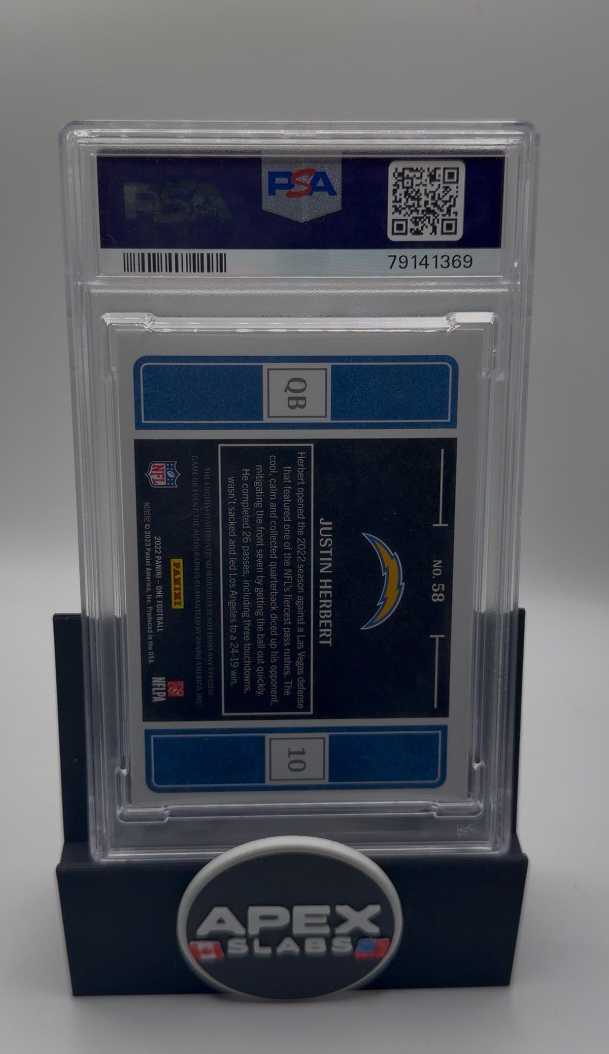 2022 Panini One Justin Herbert /20 Quad patch Autograph PSA 10
