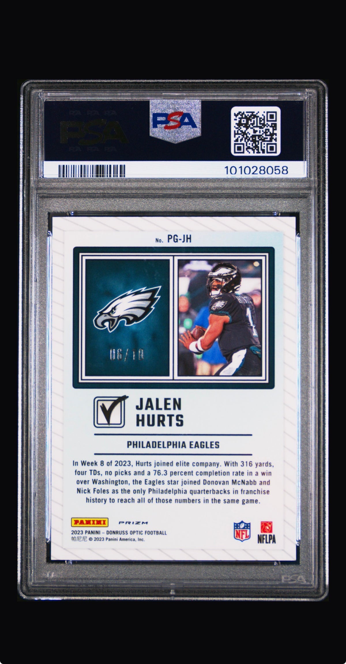 2023 Panini Donruss Jalen Hurts Optic Passing Grade Gold pop 1 PSA 9  /10