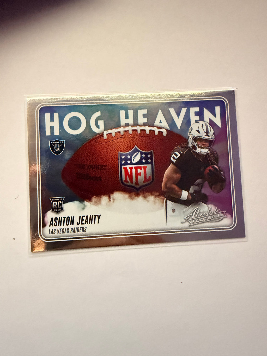 2025 Panini Absolute “Hog Heaven” Ashton Jeanty RC – Las Vegas Raiders insert.