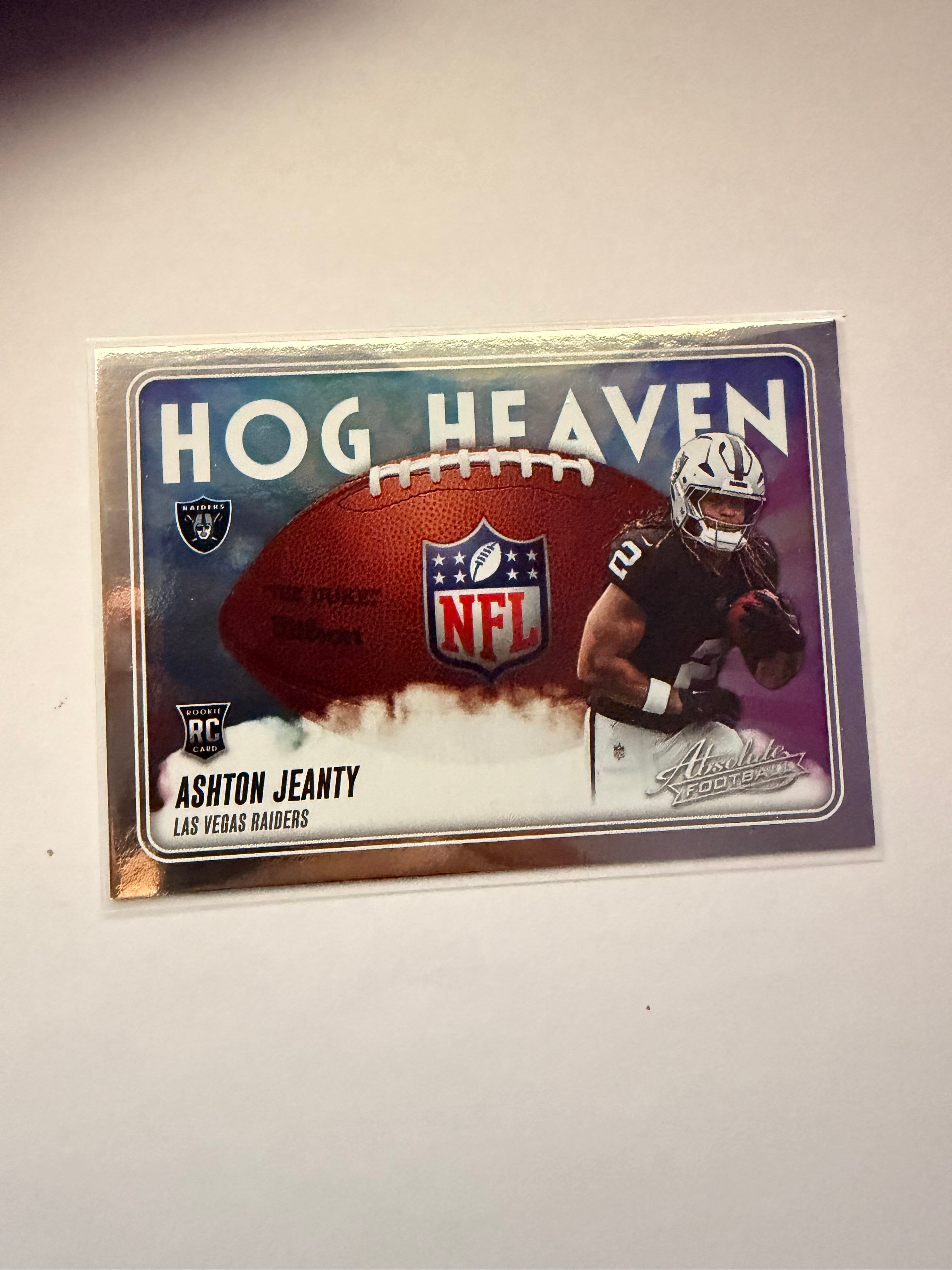 2025 Panini Absolute “Hog Heaven” Ashton Jeanty RC – Las Vegas Raiders insert.