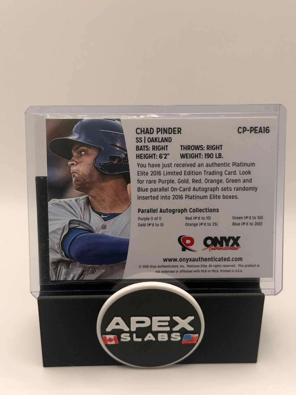 Chad Pinder A's Athletics Signed 2016 Onyx