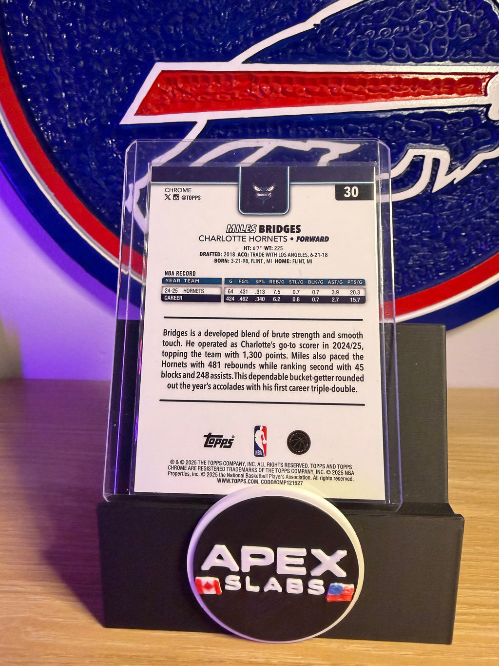 2025-26 Topps Chrome #30 Miles Bridges Red White and Blue Refractor