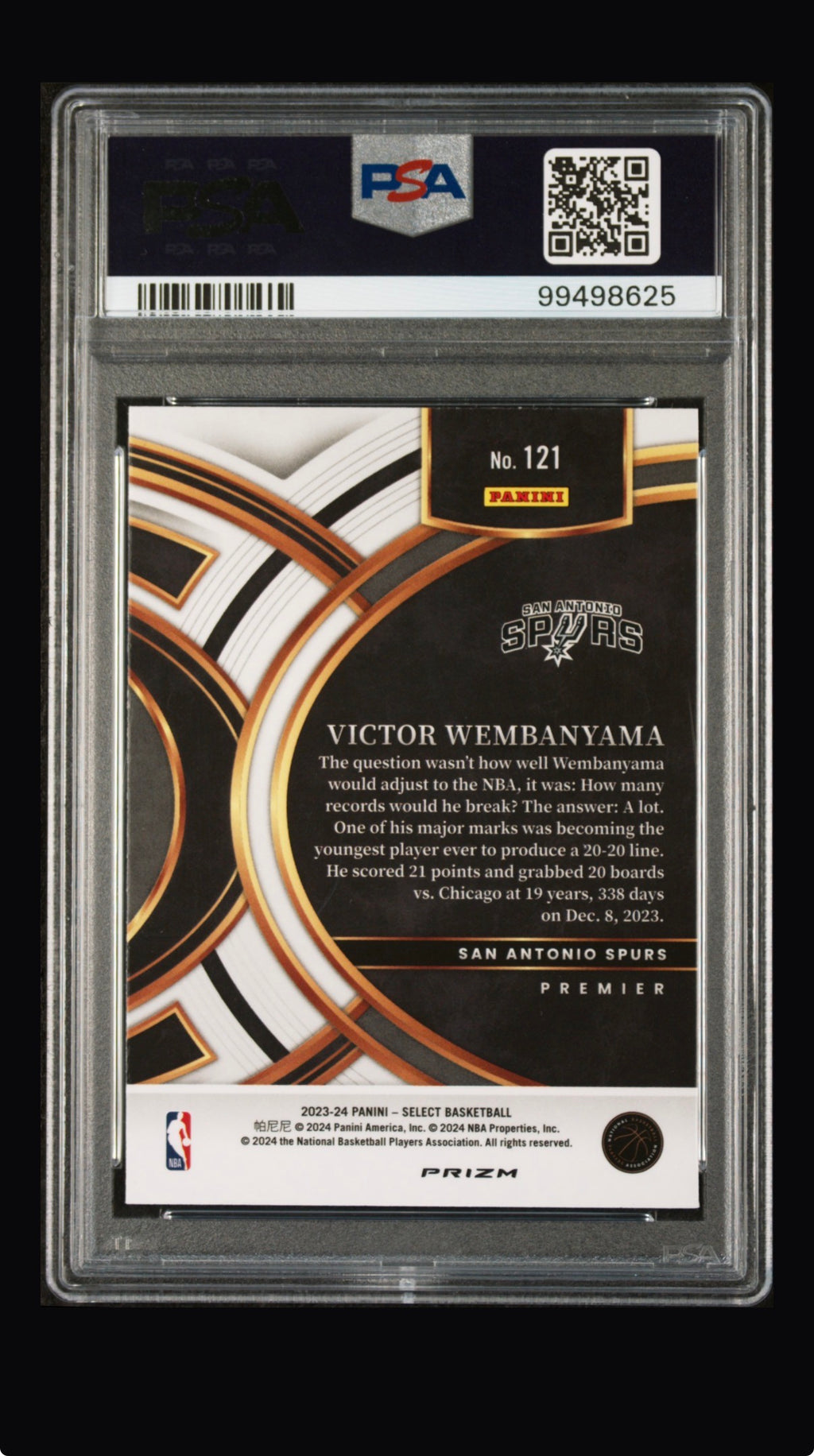 2023 Panini Select Victor Wembanyama PSA 10