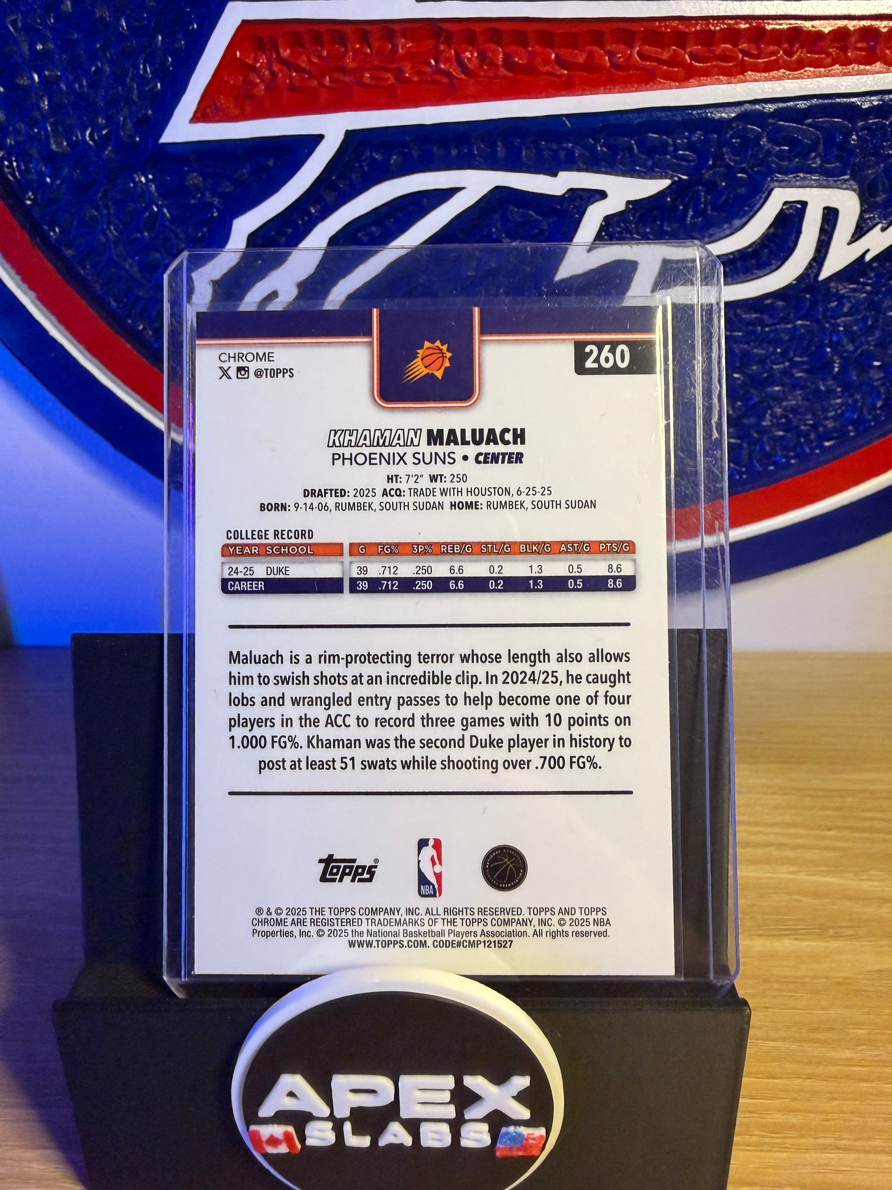 2025-26 Topps Chrome - Khaman Maluach #260 Refractor (RC)