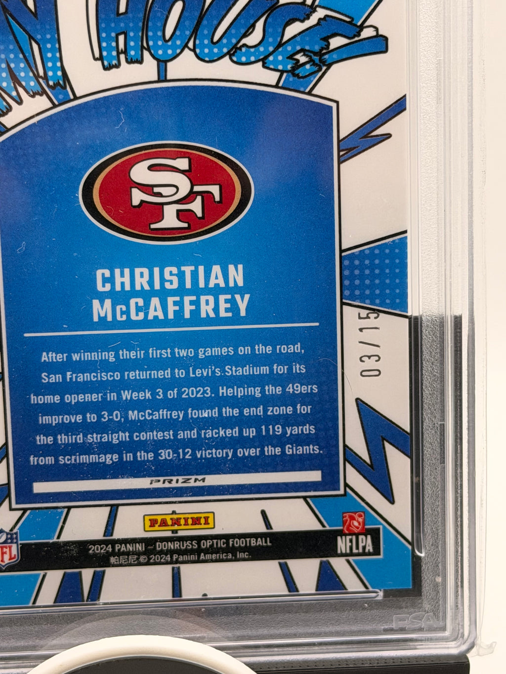 2024 Panini Donruss Optic My House! Christian Mccaffrey /15