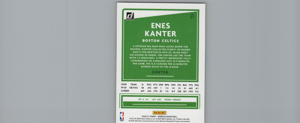 2020-21 Donruss #27 Enes Kanter Yellow Flood