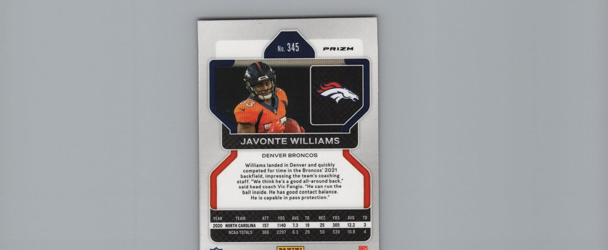 2021 Panini Prizm #345 Javonte Williams Orange Ice