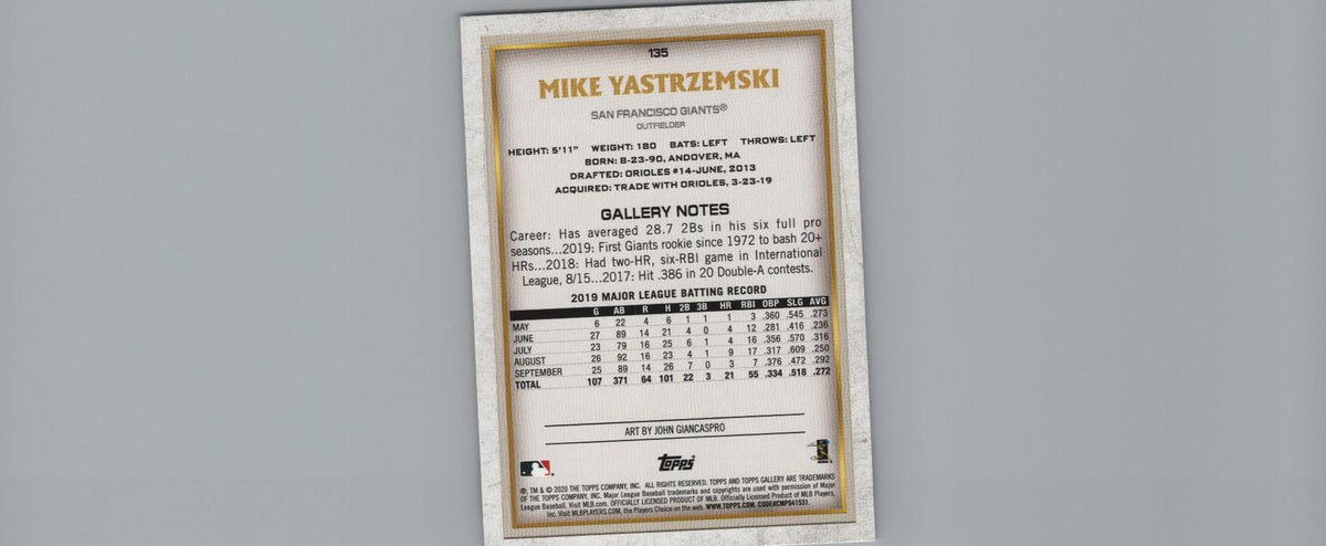 2020 Topps Gallery #135 Mike Yastrzemski Artist's Proofs