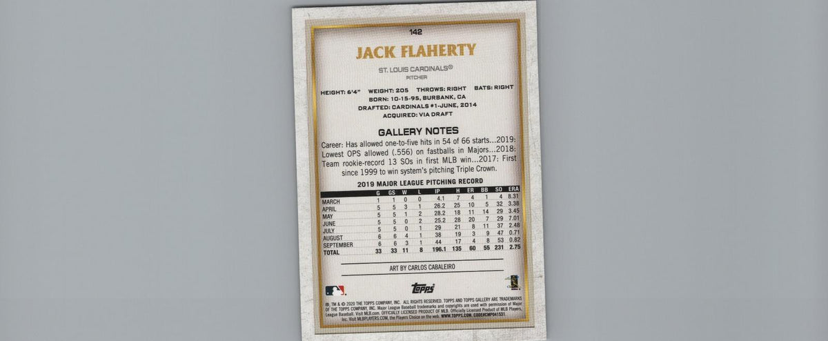 2020 Topps Gallery #142 Jack Flaherty Private Issue #/250