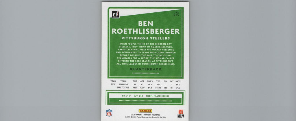 2020 Donruss #213 Ben Roethlisberger