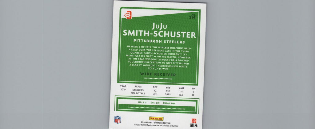 2020 Donruss #214b JuJu Smith-Schuster Press Proof Blue White jersey
