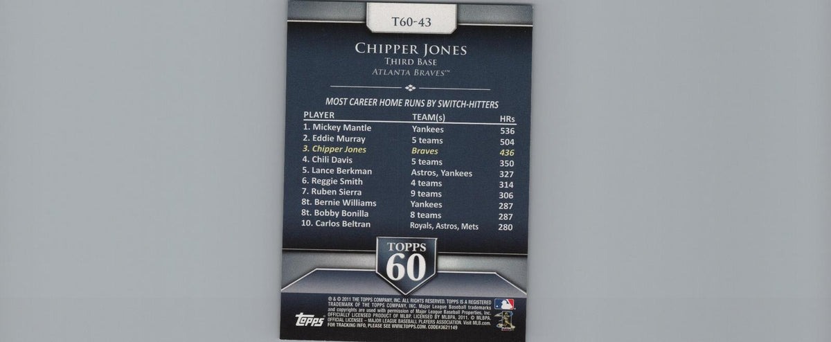2011 Topps #T60-43 Chipper Jones Topps 60