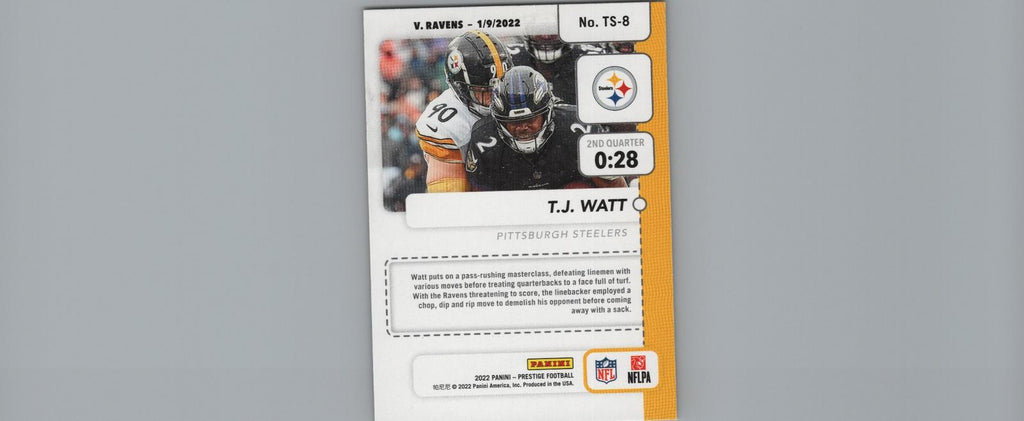 2022 Panini Prestige #TS-8 T.J. Watt Time Stamped