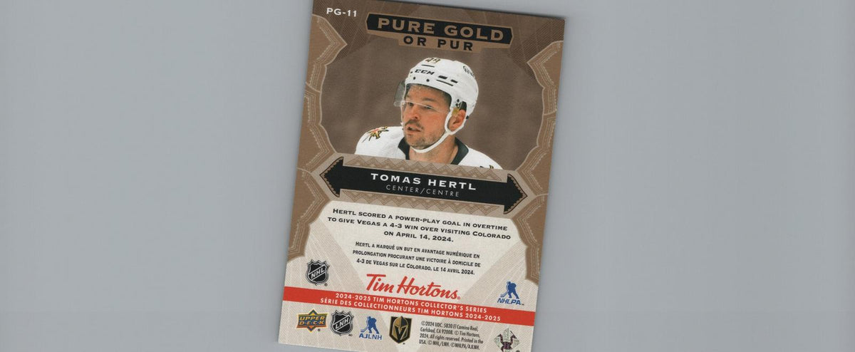 2024-25 Upper Deck Tim Hortons #PG-11 Tomas Hertl Pure Gold