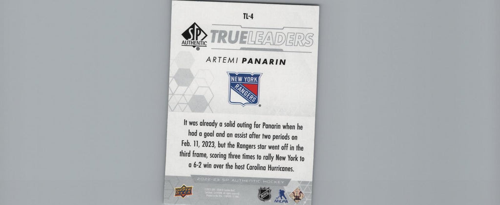 2022-23 SP Authentic #TL-4 Artemi Panarin True Leaders Blue