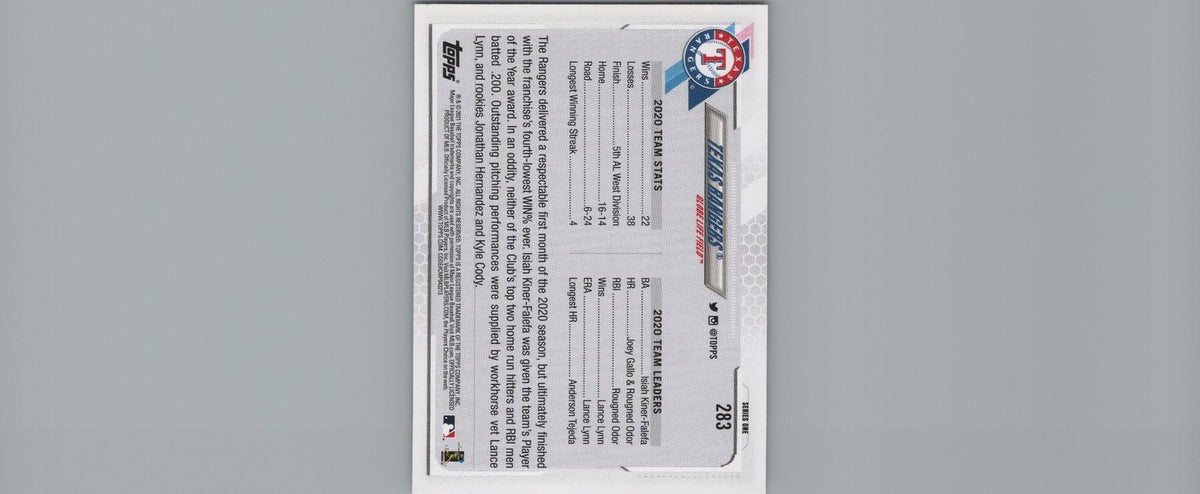 2021 Topps #283 Texas Rangers Gold #/2021