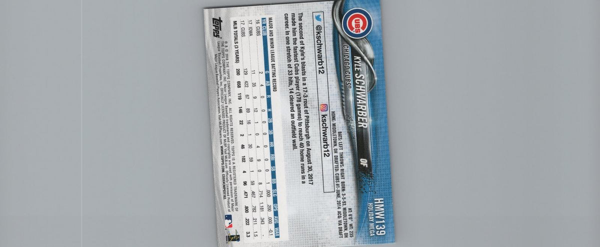 2018 Topps Holiday #HMW139 Kyle Schwarber Metallic Snowflake