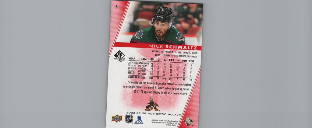 2022-23 SP Authentic #6 Nick Schmaltz Limited Red