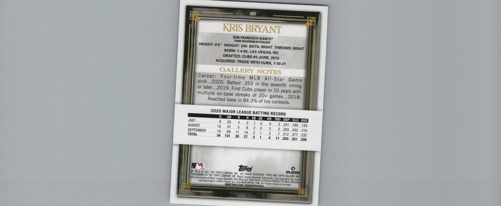 2021 Topps Gallery #90 Kris Bryant Printer Proof