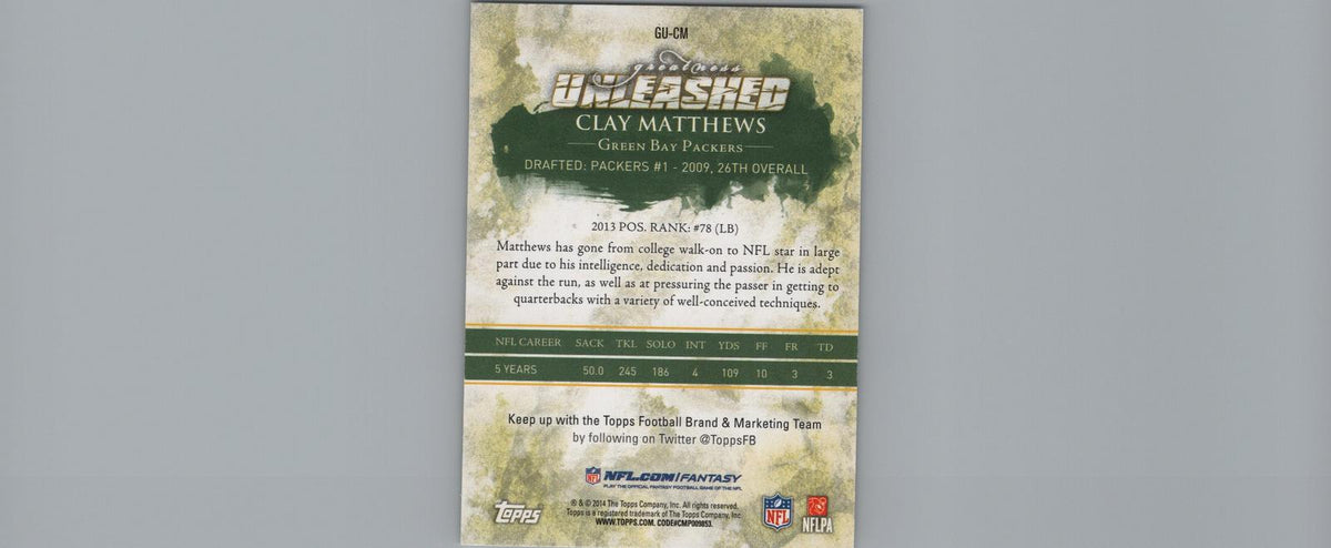 2014 Topps #GU-CM Clay Matthews Greatness Unleashed
