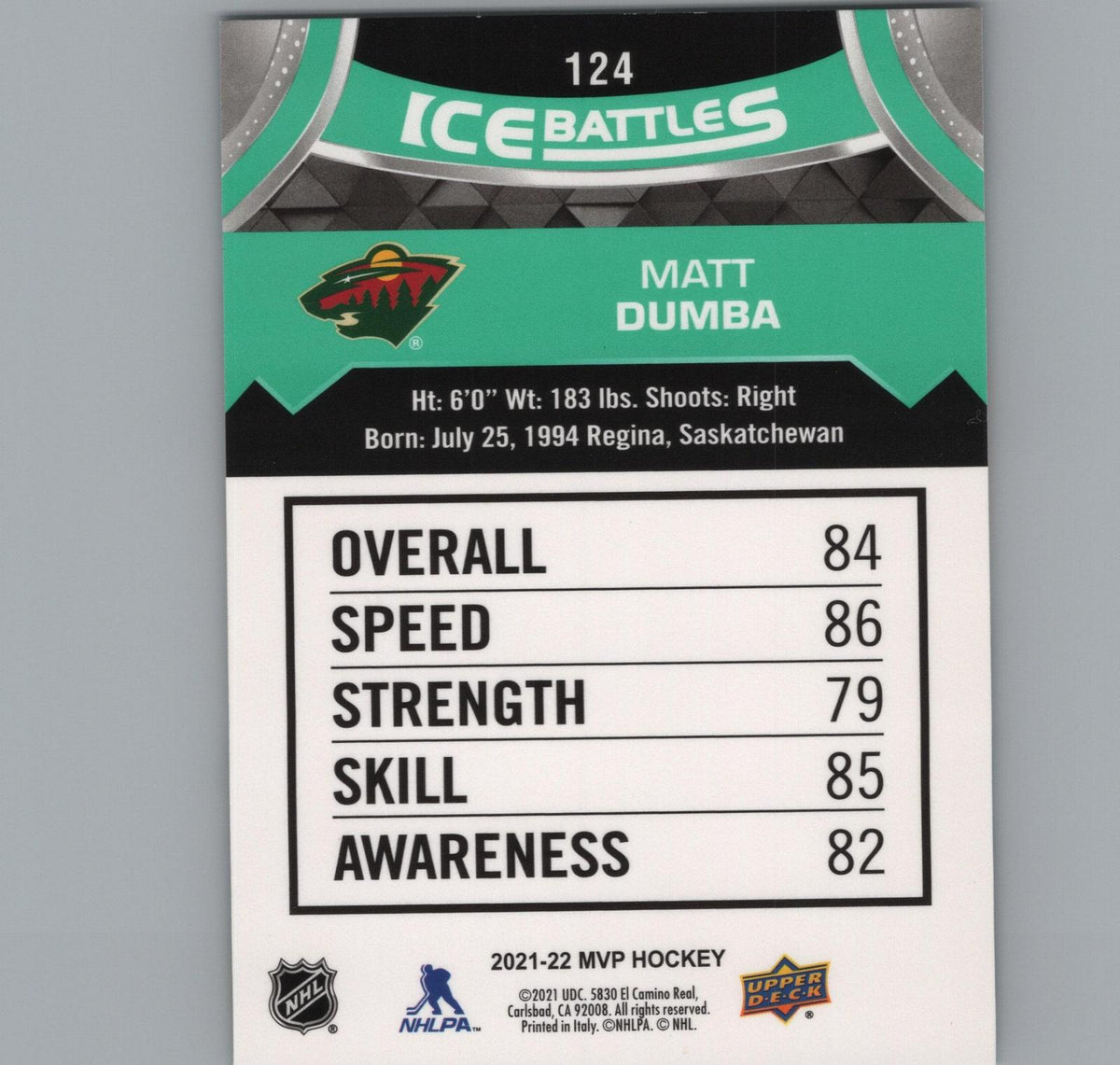 2021-22 Upper Deck MVP #124 Matt Dumba Green Script