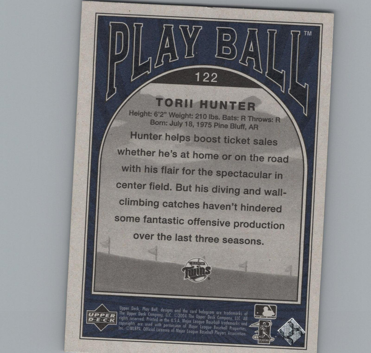 2004 Upper Deck Play Ball #122 Torii Hunter Blue