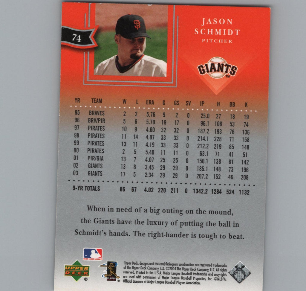 2004 Upper Deck Diamond Collection All-Star Lineup #74 Jason Schmidt
