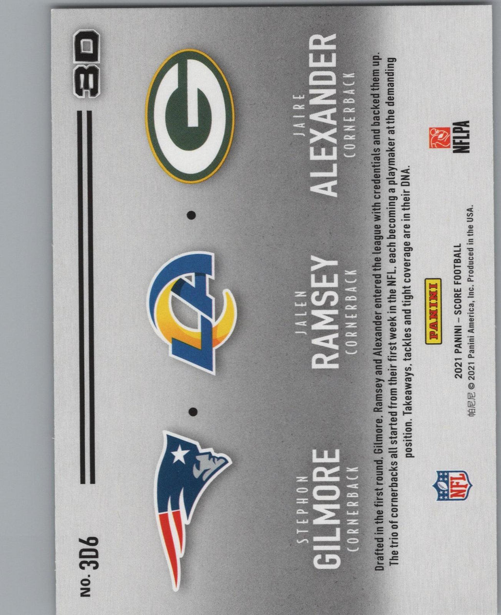 2021 Score #3D6 Jaire Alexander / Jalen Ramsey / Stephon Gilmore 3D