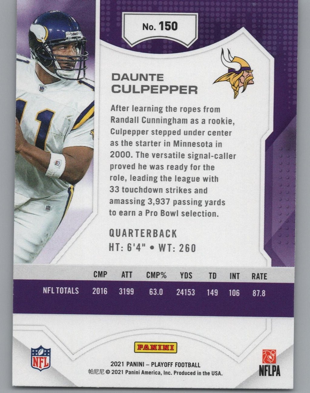 2021 Panini Playoff #150 Daunte Culpepper Goal Line