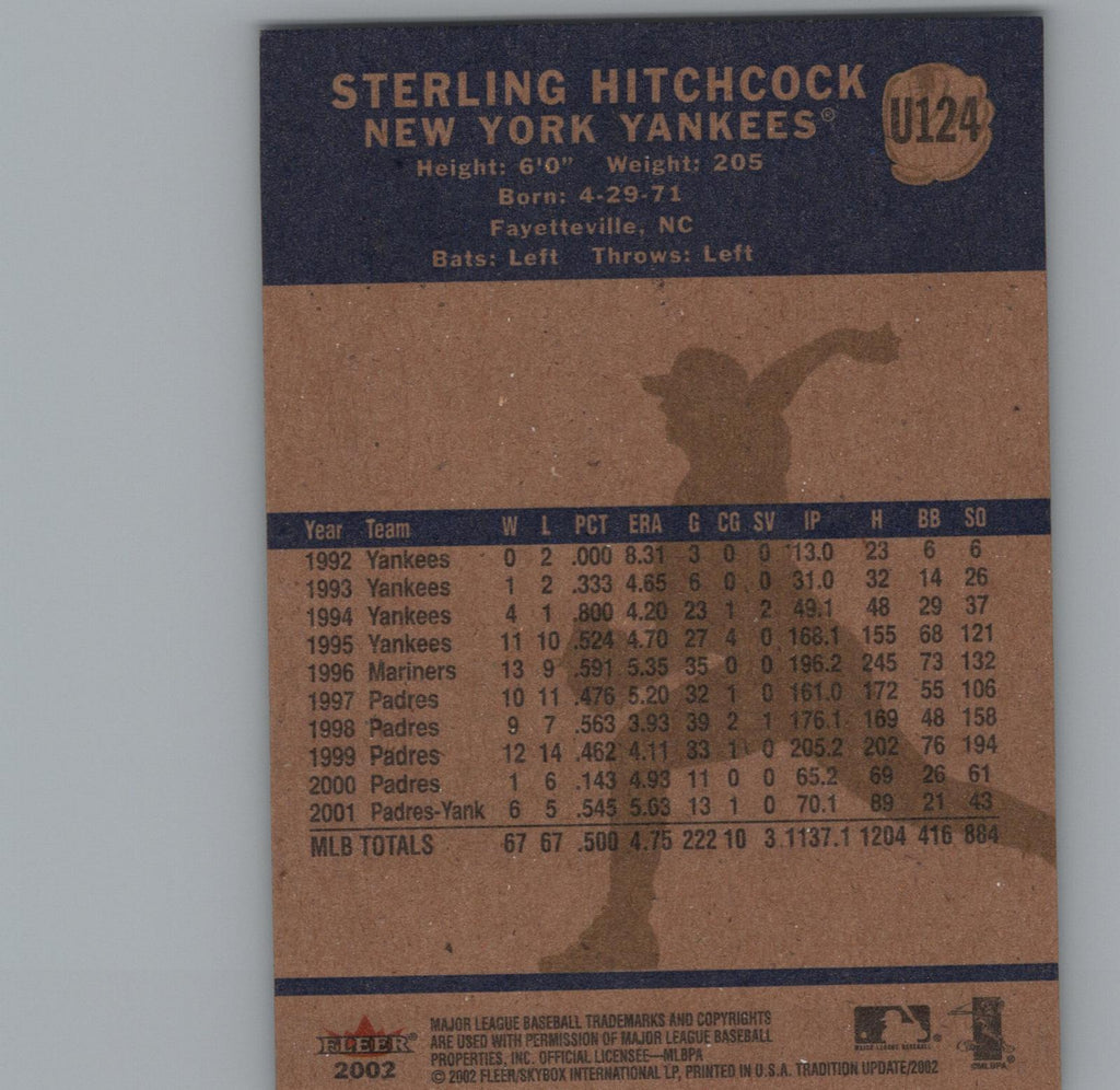 2002 Fleer Tradition Update #U124 Sterling Hitchcock