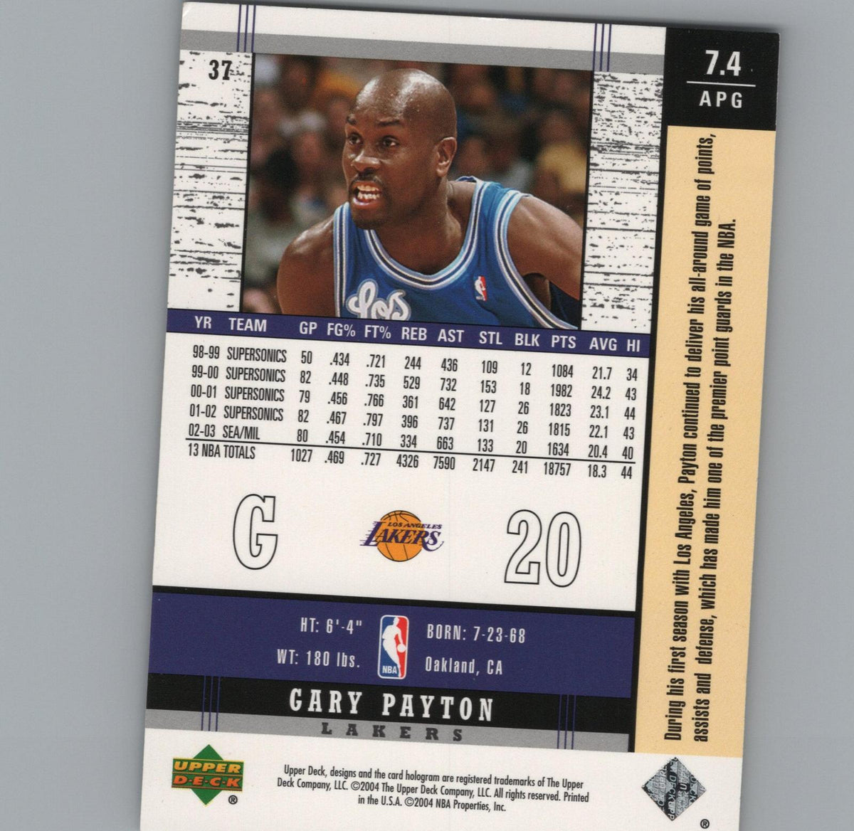 2003-04 Upper Deck Legends #37 Gary Payton