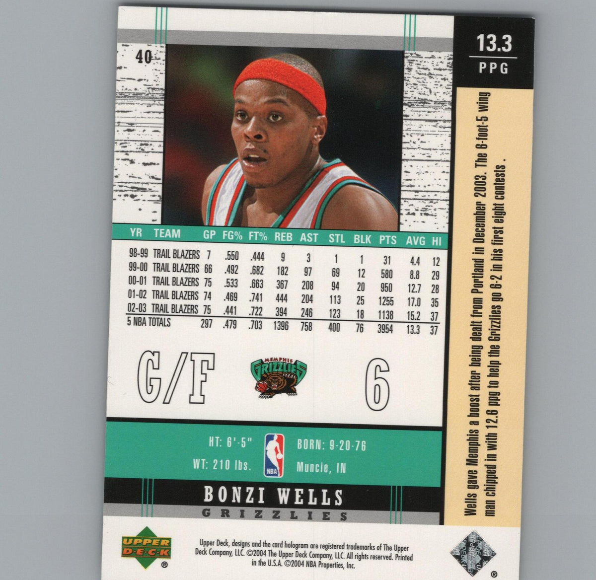 2003-04 Upper Deck Legends #40 Bonzi Wells