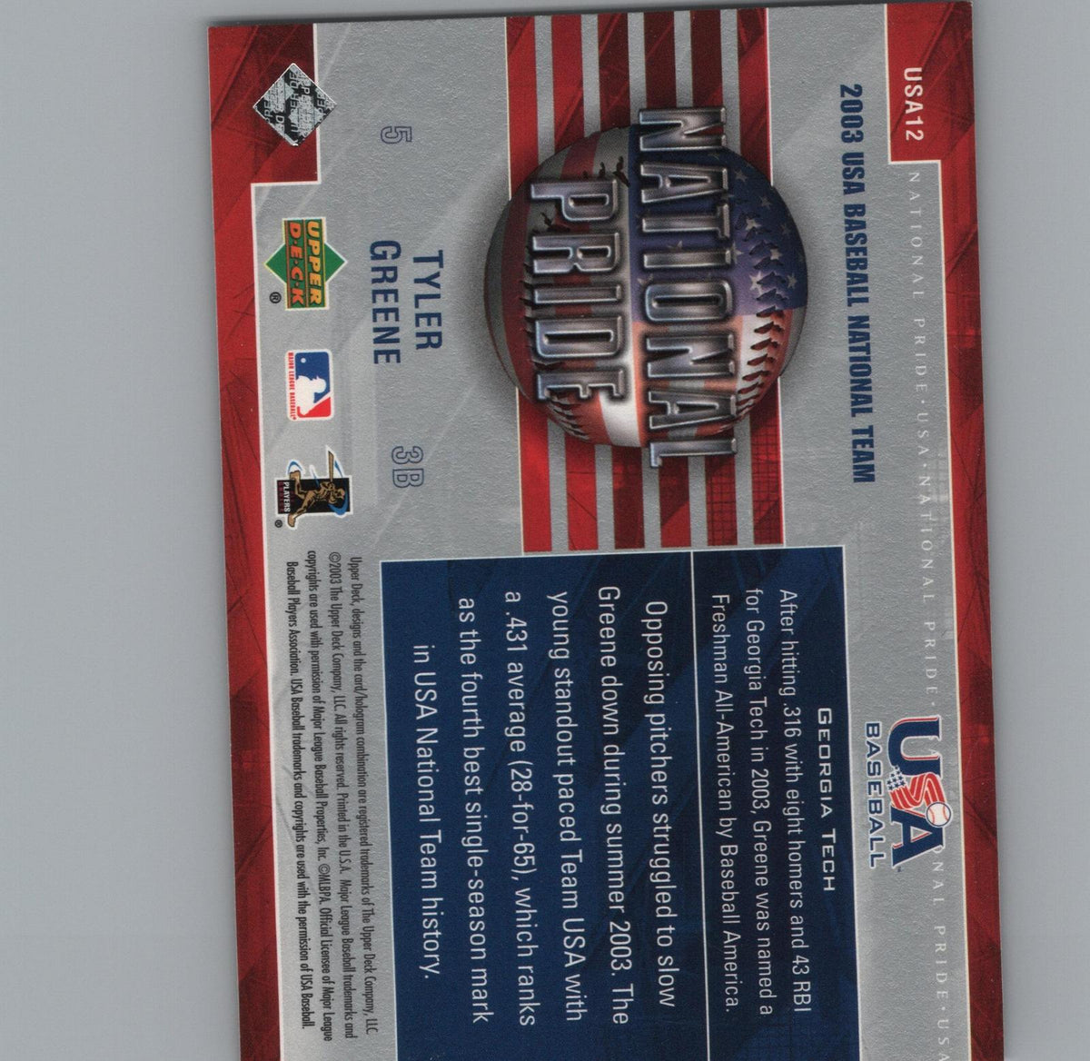 2003 Upper Deck USA Baseball National Team #USA 14 Jeff Larish