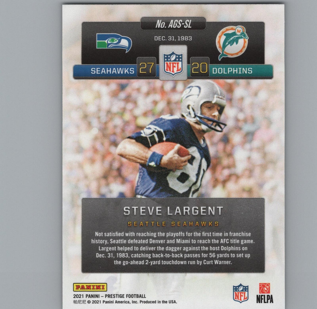 2021 Panini Prestige #AGS-SL Steve Largent Any Given Sunday