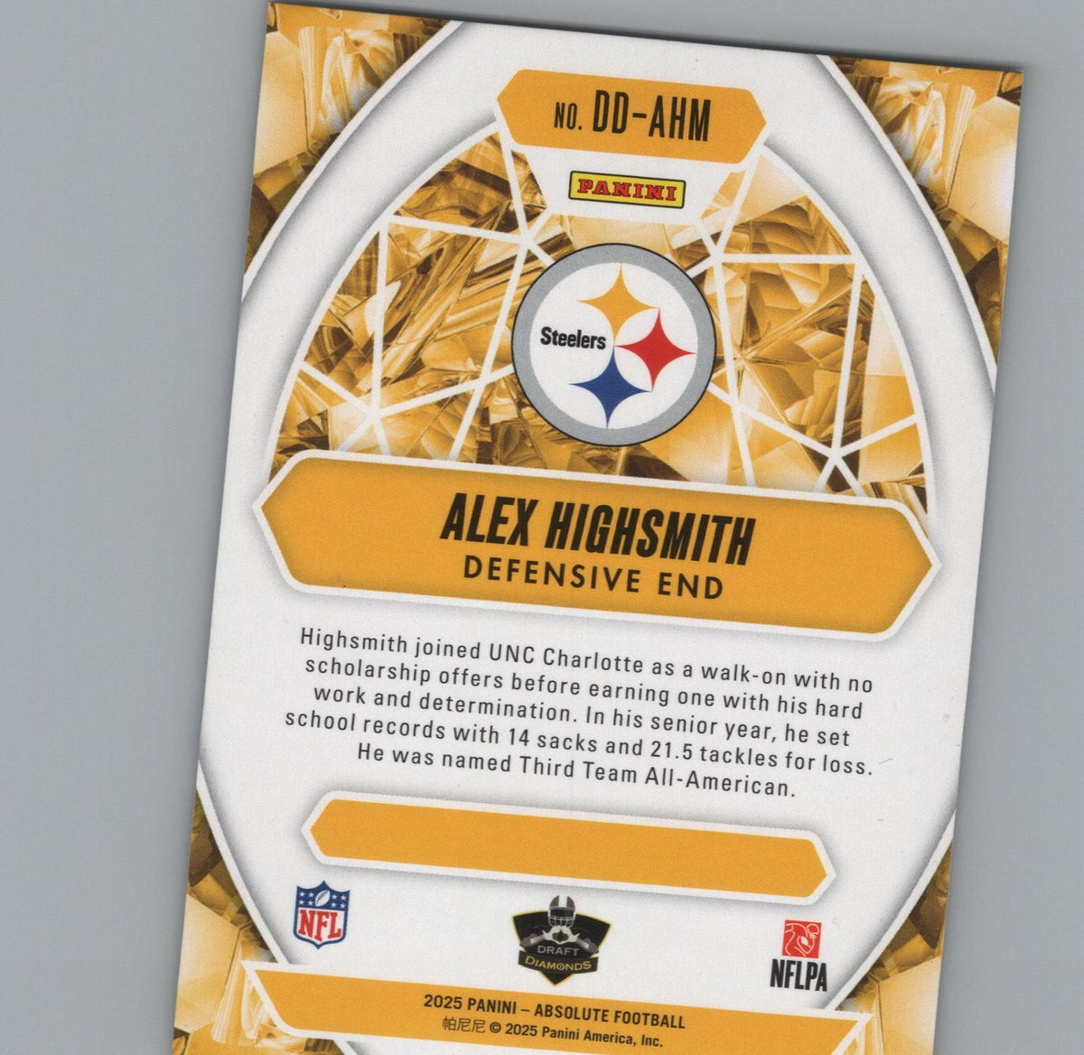 2025 Panini Absolute #DD-AHM Alex Highsmith Draft Diamonds