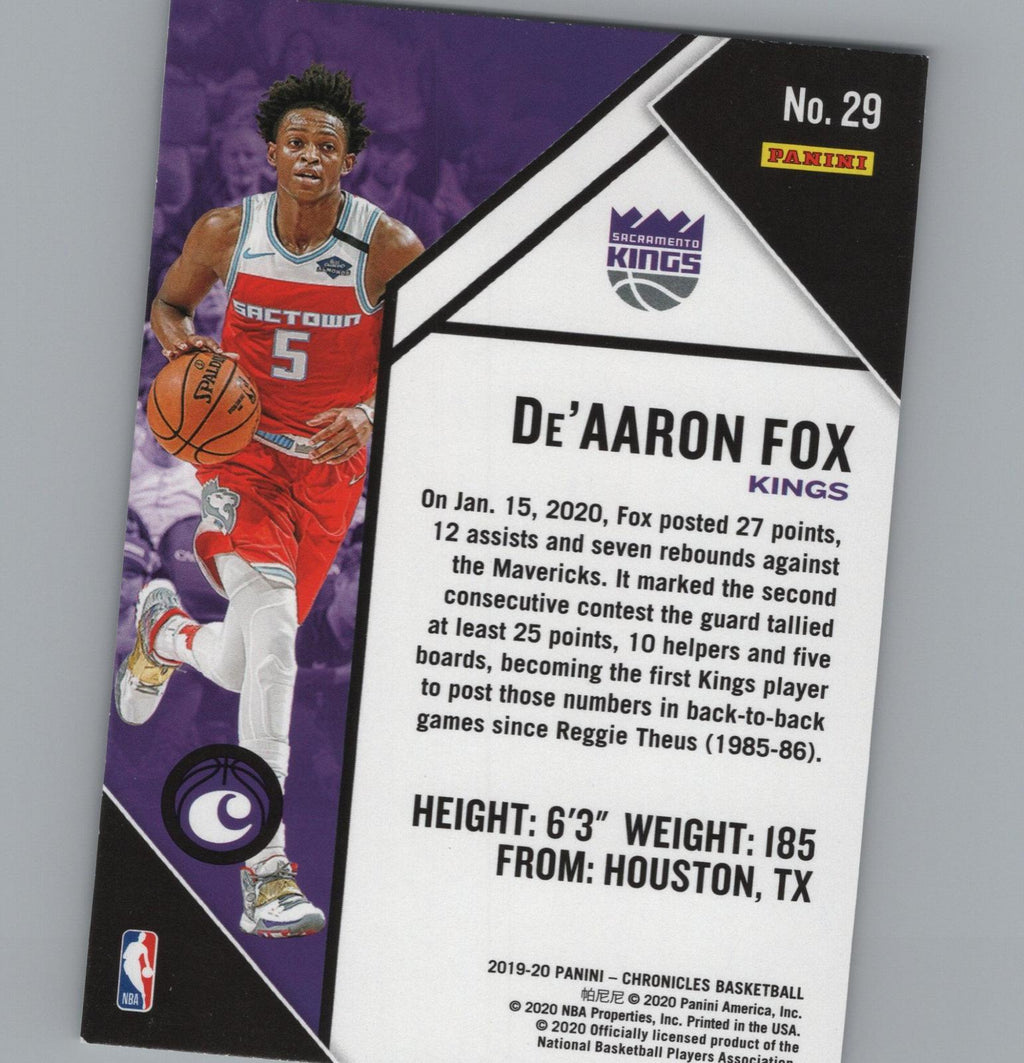 2019-20 Panini Chronicles #29 De'Aaron Fox