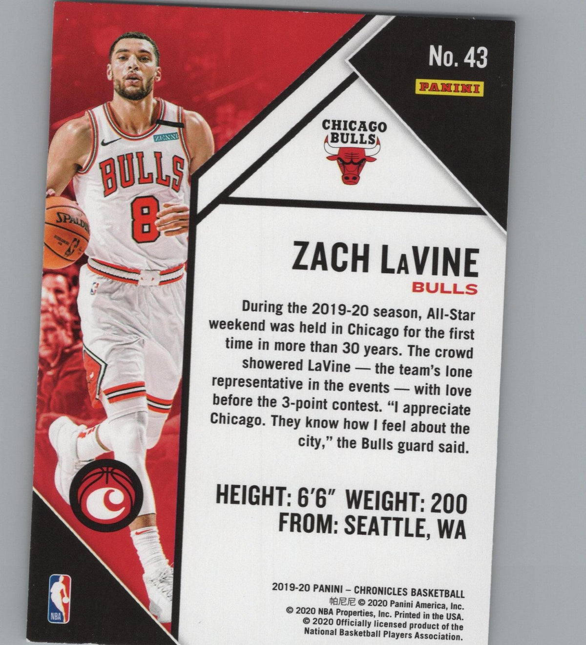 2019-20 Panini Chronicles #43 Zach LaVine