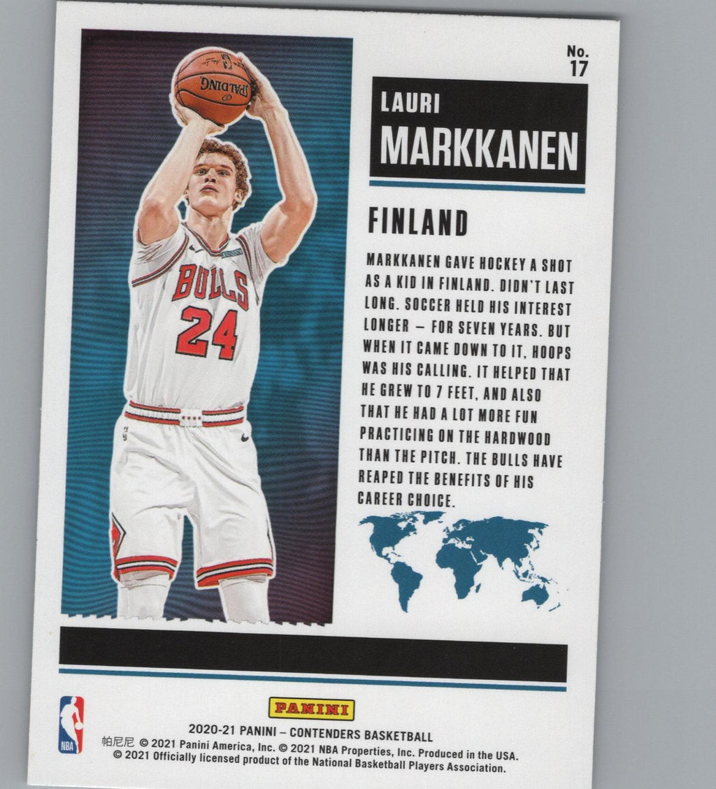 2020-21 Panini Contenders #17 Lauri Markkanen International Ticket Red