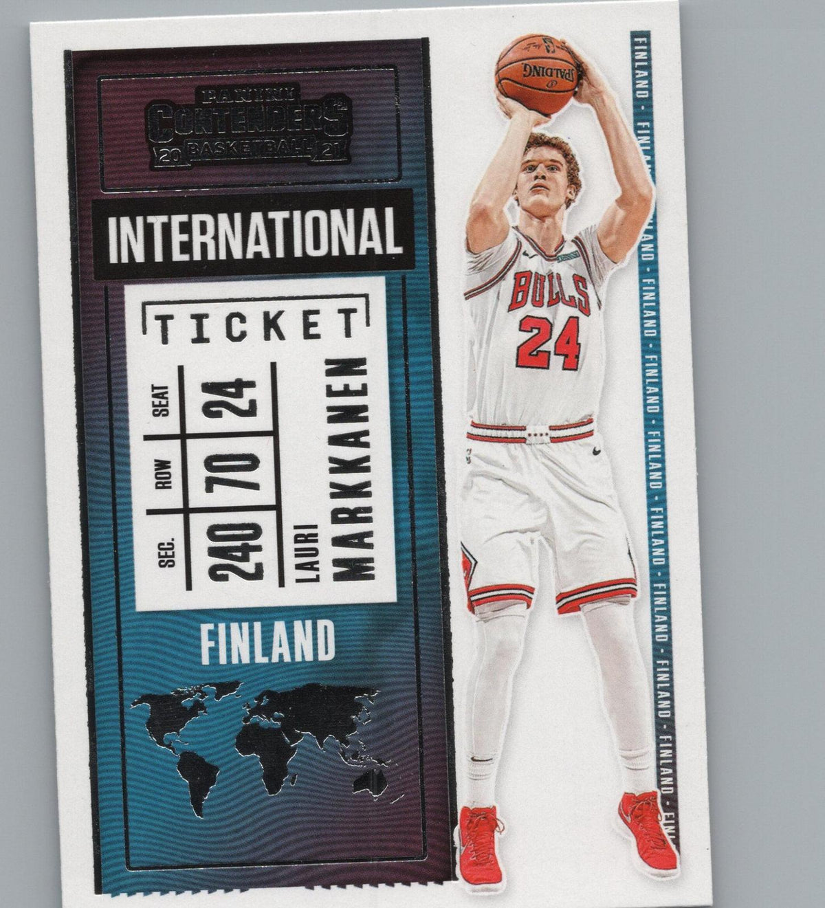 2020-21 Panini Contenders #17 Lauri Markkanen International Ticket Red