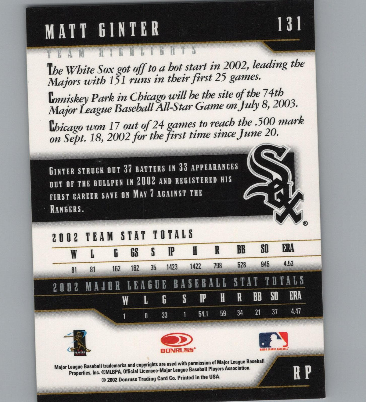 2003 Donruss Team Heroes #131 Matt Ginter