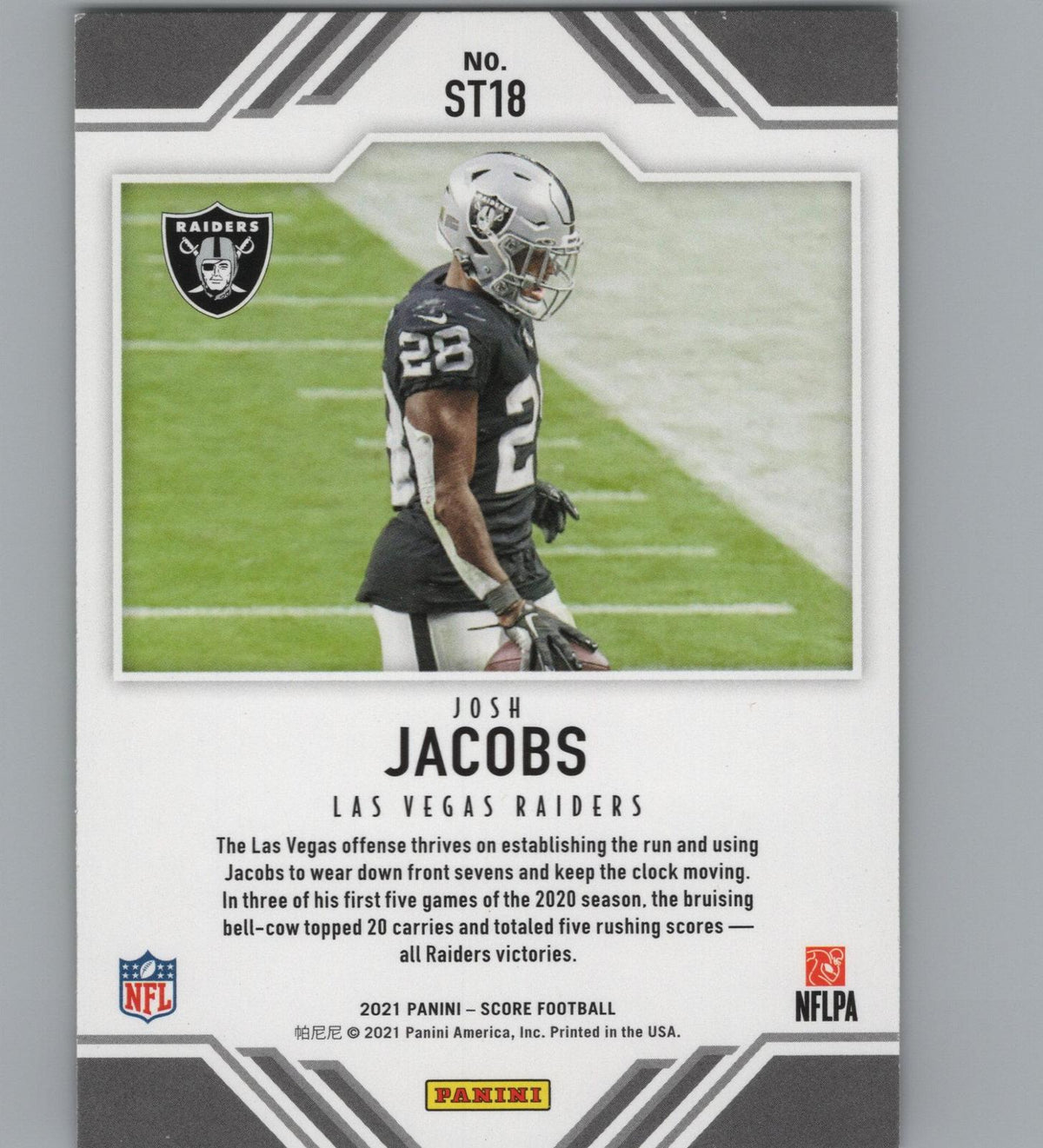 2021 Score #ST18 Josh Jacobs Score Team