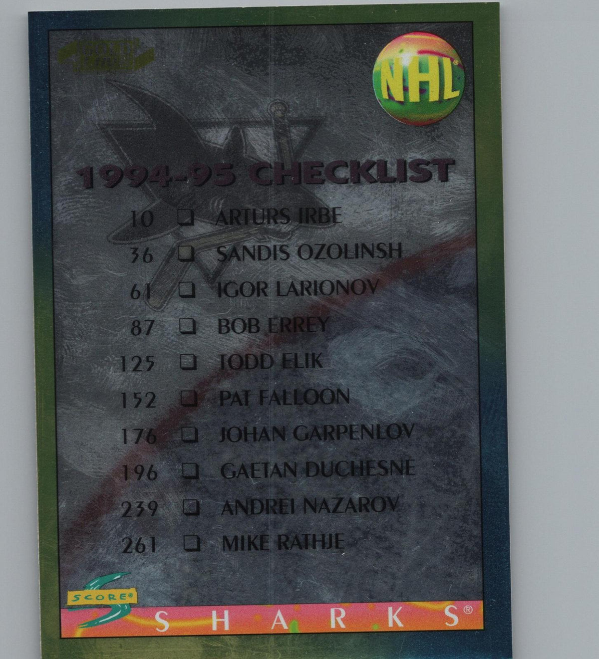 1994-95 Score #273 Checklist Gold Line