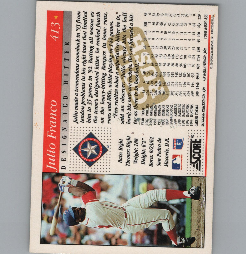 1994 Score #413 Julio Franco Gold Rush