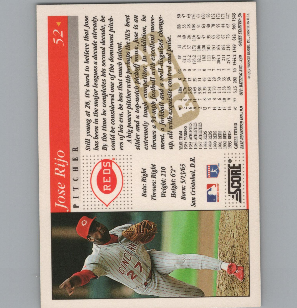 1994 Score #52 Jose Rijo Gold Rush