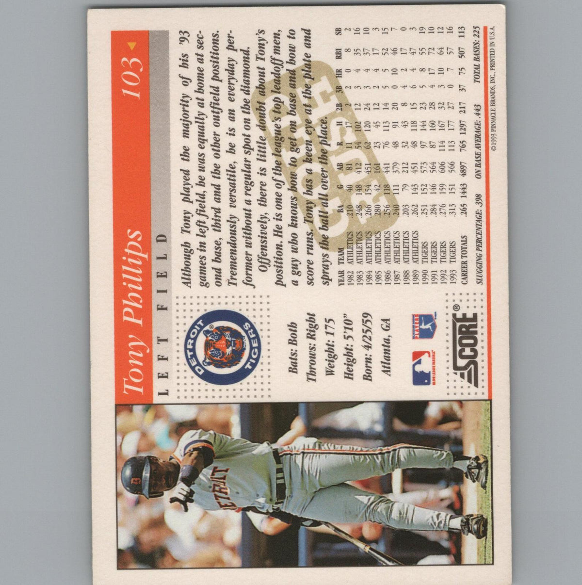 1994 Score #103 Tony Phillips Gold Rush