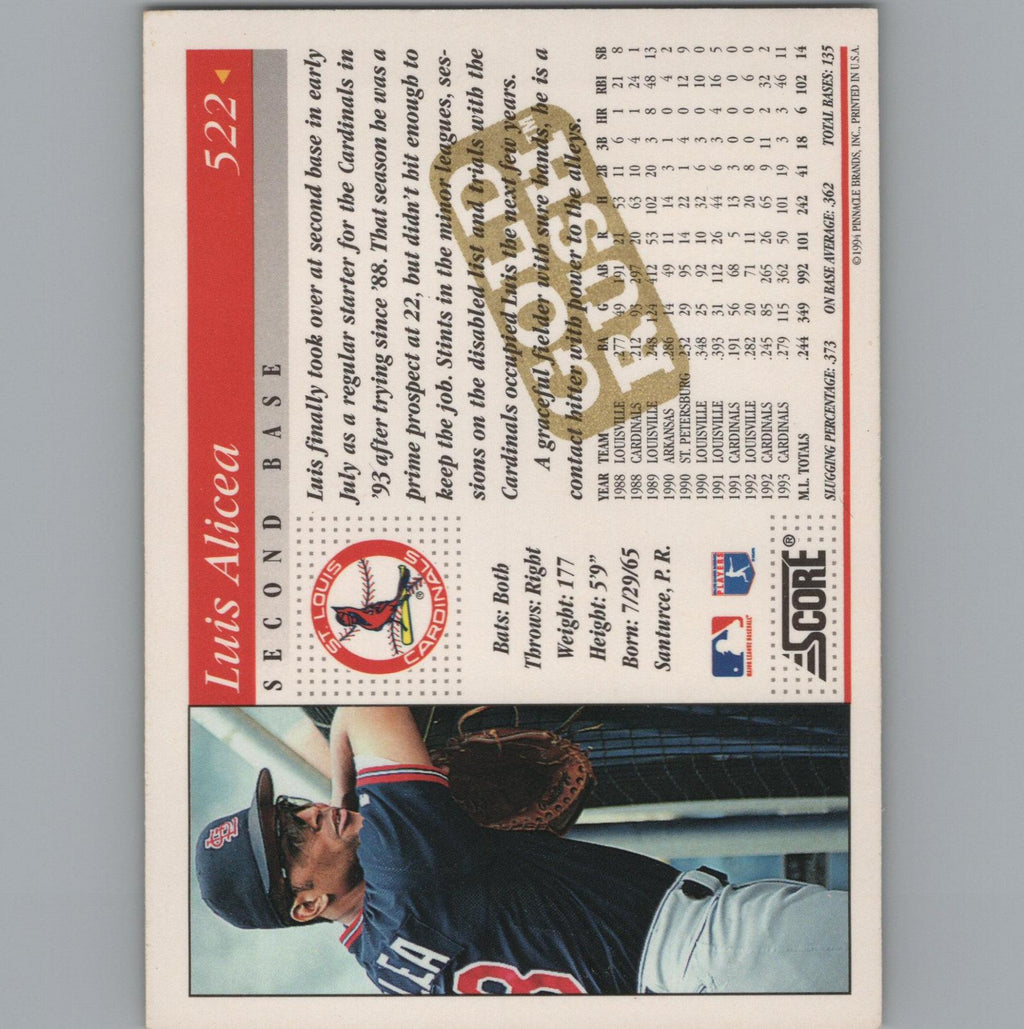 1994 Score #522 Luis Alicea Gold Rush