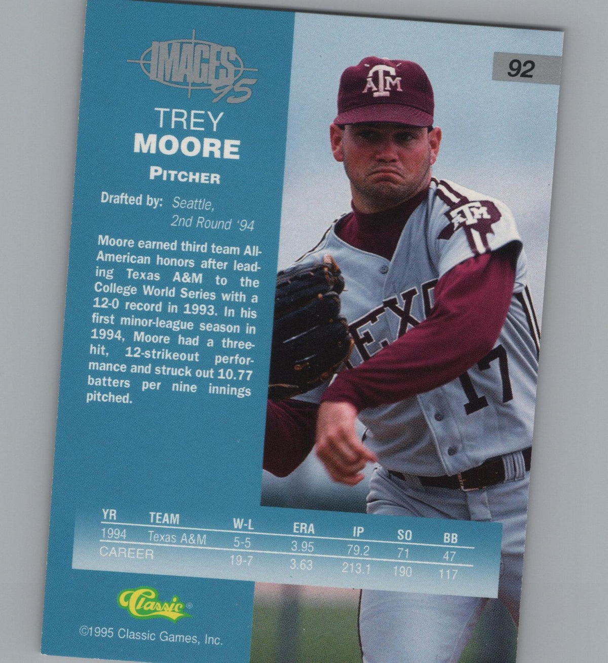 1994 Classic Four Sport #18 Trey Moore Classic Picks